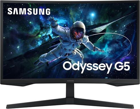 شاشة سامسونج أوديسي G55C مقاس 27 بوصة QHD 1000R منحنية للألعاب، 1 مللي ثانية (MPRT)، HDR10، 165 هرتز، AMD Radeon FreeSync، العناية بالعين، LS27CG552ENXZA، 2024 (متجدد)، أسود in Saudi Arabia