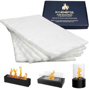 5 Pcs Ceramic Wool Wick for Tabletop Fire Pit ROZATO, Roundfire, Colsen, Flammtal to Extend Burning Time, Ceramic Wool Sponge Cloth Insulation for Bio Ethanol Rubbing Alcohol Fireplaces (12" x 8")
