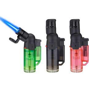 Lighters 3 Pack 45° Rotatable with Visible Fuel Window, Adjustable Windproof Flame Power, Small 1.42" Backpacking Lighters Butane Refillable for Candle Camping, Butane Excluded