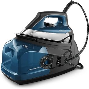 Rowenta Perfect Pro Stainless Steel Soleplate Steam Station for Clothes with Water Tank 1.1 Liter Capacity, Removable Tank 1800 Watts Ironing, Fabric Steamer, Garment Steamer DG8624,Blue