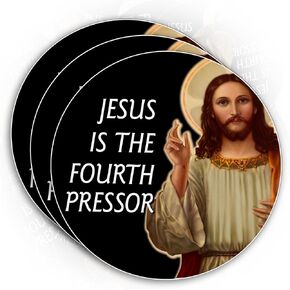 (3PCS) Jesus is the Fourth Pressor Sticker Funny ICU Nurse Water Bottle Stickers Funny Nursing Stickers CCRN CEN Gift Die-Cut Waterproof Vinyl Sticker for Water Bottle Phone Case Laptop Car (2 Inches)