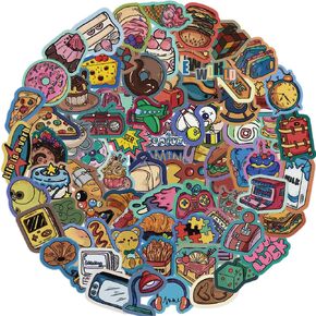 Bienstické 170Pcs Retro Weird Cartoon Stickers, Funny Teacher Sticker, Vintage Vinyl Waterproof for Water Bottle, Laptop, Phone, Skateboard, Scrapbooking, Guitar, Bumper, Gift for Kids Teens