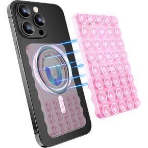 MGLK Silicone Suction Phone Case Magnetic Mount - Hands-Free, Strong Grip Holder for Selfies and Videos - Durable, Easy to Use - iPhone and Android Compatible for iPhone 15/14/13 Pro Max (Blacd)