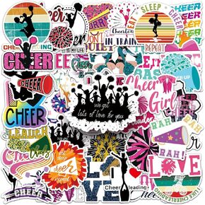 50pcs Cheerleading Stickers,Cheer Stickers for Laptop,Lovely Boy and Girl Stickers Water Bottle Phone Luggage Bicycle Cup Bike Skateboard Decal for Kids Teens Waterproof Stickers