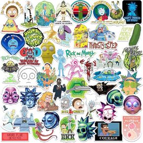 Rick and Morty Trendy 50ct Vinyl Large Deluxe Stickers Variety Pack - Laptop, Water Bottle, Scrapbooking, Tablet, Skateboard, Indoor/Outdoor
