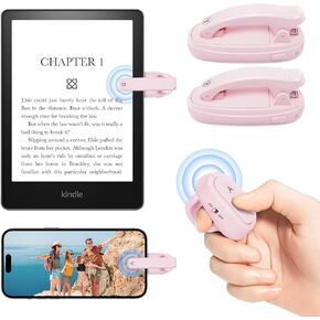 [2 Clips] Page Turner for Kindle Paperwhite: RF Finger Ring Remote Control Page Turner Clicker for Oasis/Scribe/Kobo E-Readers Reading Novels, Camera Video Remote Triggers, Kindle Accessories(Black)