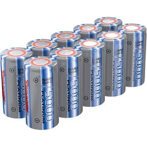 Tenergy NiMH SubC 5000mAh Flat Top Rechargeable Battery (No Tabs) - 10 Pack