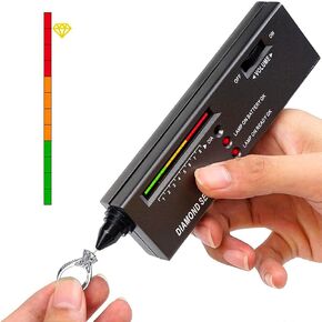 mollo High Accuracy Diamond Tester+30X60X Illuminated Jewelry Eye Loupe Mini Led Foldable Magnifying,Jewelry Detector Gem Distinguish Tool Thermal Conductivity Meter for Novice and Expert, (DT-1)
