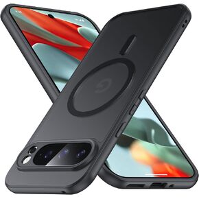 [NO.1 Magnetic] for Google Pixel 9 Pro XL Case with MagSafe [Military Grade Drop Tested][Translucent Matte][Anti-Fingerprint]Soft Silicone Bumper for Google Pixel 9 Pro XL Phone Case Slim,Black