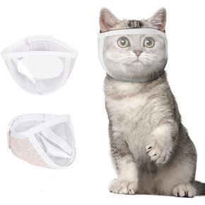 Cat Muzzle for Grooming, Transparent Cat Mouth Muzzle for Nail Trimming, Anti-Biting Breathable Cat Helmet, Adjustable Kitten Mask for Treatment Recovery Pet Puppy Hood Prevent Scratching Biting
