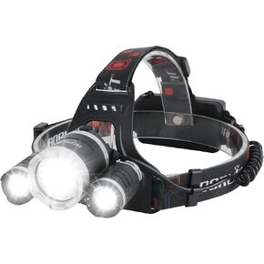 BORUIT RJ-3000 Rechargeabe LED Headlamp 5000 Lumens with Green Light, 3 Modes Super Bright USB Head Lamp IPX4 Waterproof Headlight for Adults USB Outdoor Fishing Camping