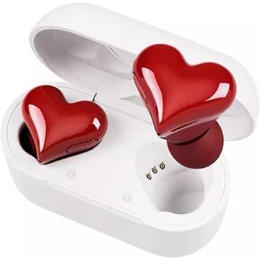 Wireless Bluetooth Earbuds, Noise Canceling Headphones with Charging Case, Stereo Stylish Heart Shaped Earphones for Gym Office School
