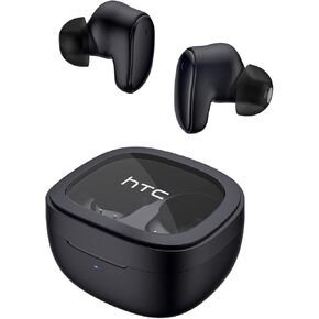 HTC True Wireless Bluetooth Earbuds 9, in-Ear Earphones with Wireless Charging Case, 24Hour Playtime/Game Modes/Built-in Mic/Touch Control -Black