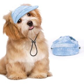 Dog Baseball Cap Pet Hats with Ear Holes Outdoor Sun Protection Baseball Dog Caps for Small Medium Pet Sun Hat with Adjustable Neck Strap for Dogs and Cats (Rose Red, Small)