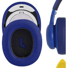 Geekria QuickFit Replacement Ear Pads for JBL E55BT Headphones Ear Cushions, Headset Earpads, Ear Cups Cover Repair Parts (Blue)