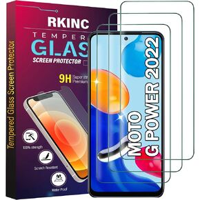 RKINC Screen Protector [3-Pack] for Moto G Power 2022 [Not for 2020 & 2021], Tempered Glass Film Screen Protector, 0.33mm [LifetimeWarranty][Bubble-Free][Anti-Scratch][Anti-Shatter]