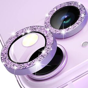 imluckies Compatible with iPhone 14/14 Plus & iPhone 15/15 Plus Camera Lens Protector Bling, 9H Tempered Glass Lens Screen Protection Cover Premium Aluminum Alloy Individual Glitter Ring, Colorful