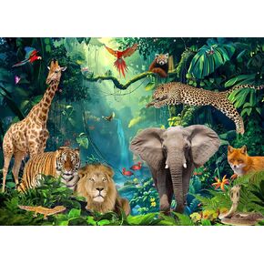 10x8FT Jungle Forest Animals Backdrop Tropical Rainforest Safari Backdrop for Baby Shower Rainforest Animal Decoration Celebration Party Backdrop Vinyl