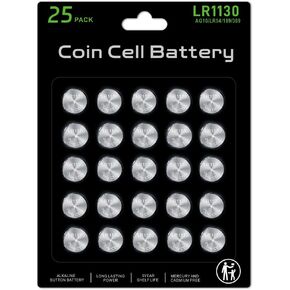 25 Pack LR1130 Battery AG10 Battery，【High Capacity】 l1131f SG10 389 189 LR54 V10GA Premium Alkaline Battery 1.5V Button Coin Cell Batteries