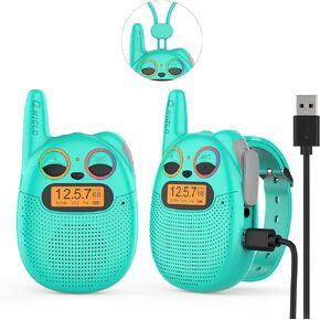 Qniglo Walkie Talkies for Kids Rechargeable 2 Pack,Christmas Birthday Gifts Toys for Age 3-12 Boys Girls, Long Range Kids Walkie-Talkie with FM Radio for Family Kids Adventure Camping Hiking Spy Games