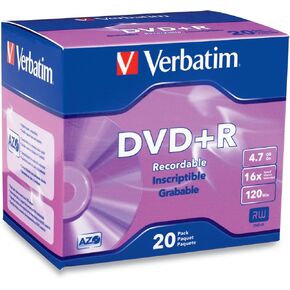 Verbatim 95038 DVD+R 4.7GB 16x AZO قرص وسائط قابل للتسجيل - 20 قرص حافظة رفيعة، فضي in Kuwait