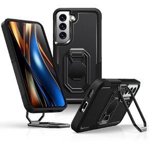 Shields Up for Samsung Galaxy S22 Ultra Case with Stand (Two-Way Stand), Galaxy S22 Ultra Phone Case with Double Ring Holder, Heavy Duty Shockproof Cover for Samsung S22 Ultra - Black