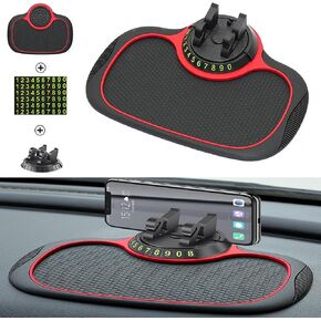 Multifunction Car Anti-Slip Mat Auto Phone Holder Car Phone Bracket Non-Slip Pad Car Dashboard Temporary Parking Number Plate Creative Personality Placemat for Phones Keys Glasses Sunglasses