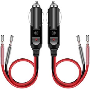 Car Cigarette Lighter Male Plug Adapter with LED Light 12V 15A Fuse Replacement Cigar Lighter Power Plug 16AWG Extension Cord Universal (2 Pack)