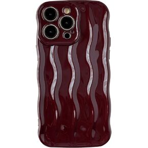 Caseative for iPhone 16 Pro Case,Water Ripple Pattern Curly Wave Frame Soft Compatible with iPhone Case (Wine Red,iPhone 16 Pro)