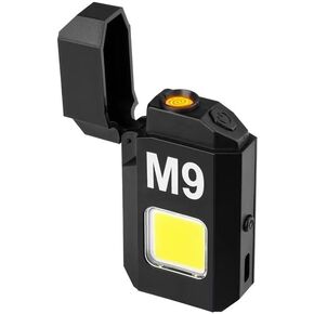Blaze 360 Rechargeable Electric Lighters, Dual Arc Windproof Plasma Lighter, Waterproof Flameless Lighter with Whistle Lanyard for Camping, Black Flashlight