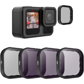 TELESIN ND Filter Set 4-Pack Lens Filter CPL ND8 ND16 ND32 Compatible for GoPro Hero 13 Black, Neutral Density Polarizing Lens Filter Kit Lens Protector Multi-Coated HD Glass for GoPro 13 Accessories