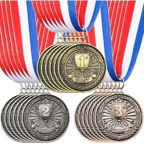 9 Pcs Award Medals Winner Medals Gold Medal Olympic Style Gold Prizes for Sports Competitions Party, 2 Inches