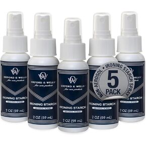 Oxford & Wells Premium Ironing Spray Starch, Non-Aerosol, 2-Ounce Travel Size TSA Compliant (Pack of 5)