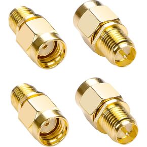 YAODHAOD 4PCS SMA Coax Connector Cable Gender Changers RP-SMA Male to RP-SMA Female RF Coaxial Adapter Low Loss Coaxial Connector for Radio Antenna WiFi Extension Audio (RP-SMA Male to RP-SMA Female)