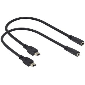 3.5mm to Mini USB Cable Mini USB Male to 3.5mm Female Audio Cable 3.5mm Female TRRS 4-Pole Jack to 5 Pin Mini USB Male Mic Cord Adapter Cable [1Ft/30cm-2Pack]