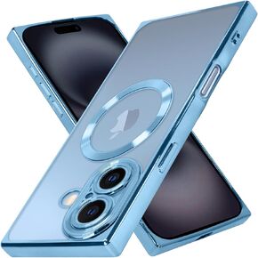 ZIYE Clear Magnetic Case for iPhone 16 Case [Compatible with MagSafe] Luxury Slim Soft Shockproof Support Wireless Charging Phone Cover for Women Girls Girly-Purple