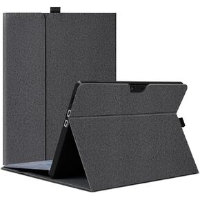 Megoo Surface Pro X Case Cover for Microsoft Surface Pro X 13" with Stylus Pen Holder Multiple Angle Adjustment Folio Stand Protective Case (Black Gray)