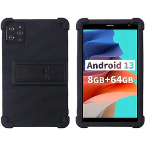 Case for PRITOM B8 Tablet 8 inch Silicone Shockproof Kids Friendly Stand Rubber Shell Soft Protective Cover (Blue)