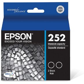 EPSON 252 DURABrite Ultra Ink Standard Capacity Black Dual Cartridge Pack (T252120-D2) Works with WorkForce WF-3620, WF-3640, WF-7110, WF-7610, WF-7620, WF-7710, WF-7720, WF-7210