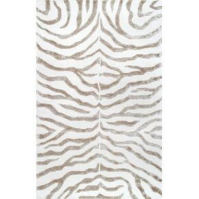 nuLOOM Hand Tufted Plush Zebra Accent Rug, 2x3, Grey