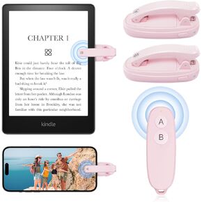 [2 Clips] Kindle Page Turner: RF Remote Page Turner Clicker for Kindle Paperwhite Oasis/Scribe/Kobo e-Readers, Kindle Accessories for Hands Free Ebook Reading, Camera Video Recording Triggers (Black)