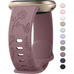 AK Floral Engraved Band Compatible with Fitbit Sense 2 / Sense Bands/Fitbit Versa 4 / Versa 3 Bands Women Men, Soft Sport Replacement Wristbands for Fitbit Sense 2 / Sense/Versa 4 / Versa 3 Smart Watch in Kuwait