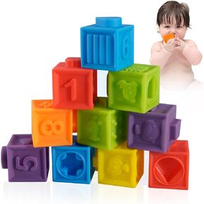Ganowo 12pack Prefilled Easter Eggs with Toddler No Hole Bath Toys Baby Blocks for Easter Basket Stuffers Fillers, Easter Egg Hunt,Easter Gifts for Toddlers,Baby,Easter Montessori