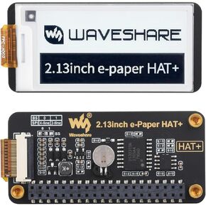Waveshare 2.13inch E-Paper HAT+ for Raspberry Pi 5 4B 3B+ 3B Zero W Zero 2 W Jetson Nano, E-Ink Display 250x122 SPI Interface HAT+ Standard with Pwnagotchi Tutorial Partial Refresh Support
