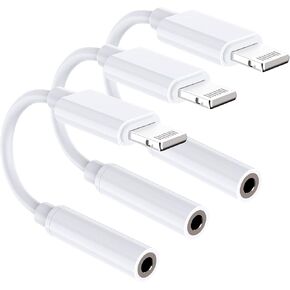 DESOFICON [Apple MFi Certified] Headphone Adapter for iPhone 14, 3 Pack Lightning to 3.5mm AUX Audio Stereo Earphone Connector for iPhone 14 Pro/13/12/11/XS/XR/X/iPad, Support Calling + Music Control