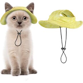 Pet Hat with Ear Holes Baseball Cap Cat/Dog Hats Sun Cat Hat Adjustable String Pet Hats for Dog/Cat Small Pet for Small and Medium Cats Dogs (Navy Leopard, Small)