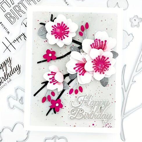 Branches and Flowers Metal Cutting Die for Scrapbooking - Cut Stencils for DIY Scrapbook Photo Album Decorative Paper Card, Card Making Supplies, Embossing, Stencils & Crafting Die Cut in Saudi Arabia