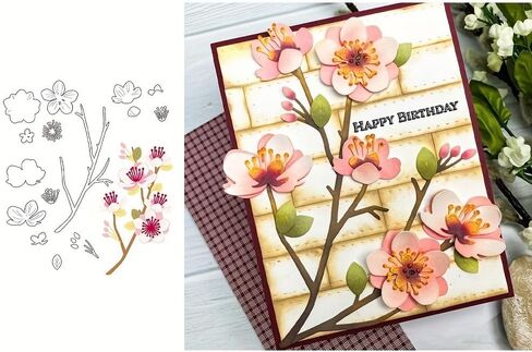 Branches and Flowers Metal Cutting Die for Scrapbooking - Cut Stencils for DIY Scrapbook Photo Album Decorative Paper Card, Card Making Supplies, Embossing, Stencils & Crafting Die Cut in Saudi Arabia