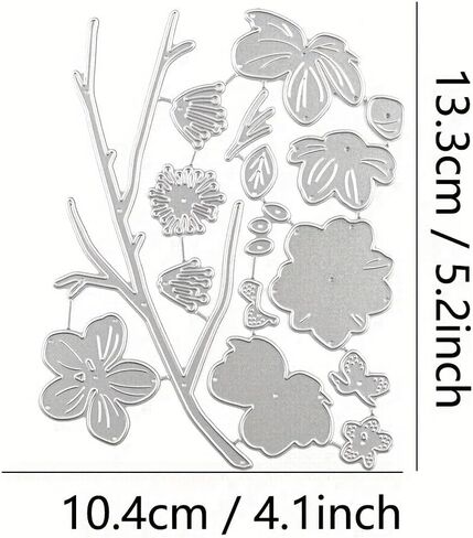 Branches and Flowers Metal Cutting Die for Scrapbooking - Cut Stencils for DIY Scrapbook Photo Album Decorative Paper Card, Card Making Supplies, Embossing, Stencils & Crafting Die Cut in Saudi Arabia