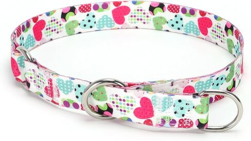 Serijoars Martingale Dog Collar - No-Pull Training Collar with Flower Multicolor Cute Patterns and Slidable Stop Ring (S, Grass) in Kuwait